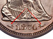 Ilustración de las diferencia de la moneda Cuarzo de plata. Dol. "Libertad Sentada" 1873 - 1874 KM# 106