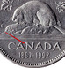 Ilustración de las diferencia de la moneda 5 Cents "Confederation" 1992 KM# 205