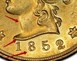 Ilustración de las diferencia de la moneda Diez D. Wass, Molitor & Company 1852 KM# 59.1