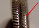Ilustración de las diferencia de la moneda 10 centavos de plata "Navegación Bluenose Ottawa mint" 1968 KM# 72