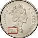Ilustración de las diferencia de la moneda 25 Centavos de Plata "50 Aniversario de la Coronación de la Reina Isabel II" 2002 KM# 448a