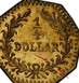 Illustration of the specifics of the Gold 1/4 Dollar "Young Indian head (Octagonal)" 1881 KM# 2.7