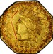 Illustration of the specifics of the Gold 1/4 Dollar "Indian Head (Octagonal)" 1882 KM# 2.8