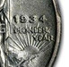 Ilustración de las diferencia de la moneda Medio Dólar de Plata "Daniel Boone Bicentenario" 1934 - 1938 KM# 165.2