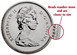 Illustration of the specifics of the 50 Cents "Elizabeth II 2nd portrait" 1968 - 1976 KM# 75.1