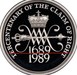 Илюстрация отличий монеты Серебро два фунта стерлингов "300 лет претензии на право (Пьедфорт)" 1989 KM # P11
