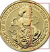 Ilustración de las diferencia de la moneda 1/4 Oz Oro 25 Libras "Queen's Beasts The Unicorn" 2017 - 2018