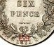 Ilustración de las diferencia de la moneda Silver Six Pence "Victoria" 1867 - 1878 KM# 751.1