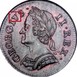 Ilustración de las diferencia de la moneda Farthing "George II" 1746 - 1754 KM# 581.2