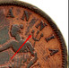 Illustration of the specifics of the 1 Penny Private Token issues 1801 - 1900 KM# Tn182.1