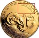 Ilustración de las diferencia de la moneda 1 Oz Oro 100 Libras "Año de la Oveja" 2015