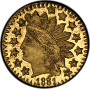 USA 1/4 Dollar Indian Head (Round) 1881 KM# 6.1 *YEAR* coin obverse USA 1/4 Dollar Indian Head (Round) 1881 KM# 6.1 *YEAR* coin obverse