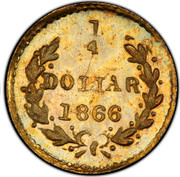 USA 1/4 Dollar Large Liberty head (Round) 1866 KM# 5.1 1/4 DOLLAR *YEAR* coin reverse USA 1/4 Dollar Large Liberty head (Round) 1866 KM# 5.1 1/4 DOLLAR *YEAR* coin reverse