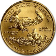 USA 10 Dollars American Eagle 2014 KM# 217 UNITED STATES OF AMERICA IN GOD WE TRUST E PLURIBUS UNUM 1/4 OZ. FINE GOLD ~ 10 DOLLARS coin reverse