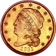USA 2 ½ D. Turban Head 1831 KM# 49 LIBERTY coin obverse USA 2 ½ D. Turban Head 1831 KM# 49 LIBERTY coin obverse
