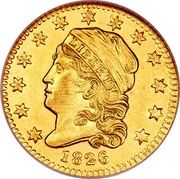 USA 2 ½ D. Turban Head - Quarter Eagle 1826/25 KM# 46 LIBERTY coin obverse USA 2 ½ D. Turban Head - Quarter Eagle 1826/25 KM# 46 LIBERTY coin obverse