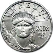USA $25 American Eagle 2008 Burnished Unc. KM# 284 LIBERTY E PLURIBUS UNUM IN GOD WE TRUST coin obverse USA $25 American Eagle 2008 Burnished Unc. KM# 284 LIBERTY E PLURIBUS UNUM IN GOD WE TRUST coin obverse