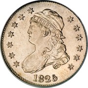USA 25 C. Liberty Cap Quarter 1825/24 KM# 44 LIBERTY coin obverse USA 25 C. Liberty Cap Quarter 1825/24 KM# 44 LIBERTY coin obverse
