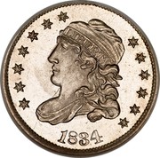 USA 5 C. Liberty Cap Half Dime 1834 KM# 47 LIBERTY coin obverse USA 5 C. Liberty Cap Half Dime 1834 KM# 47 LIBERTY coin obverse