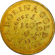 USA 5 Dollars 1834 KM# 97.1 Christopher Bechtler (North Carolina) CAROLINA GOLD. 20 CARATS AUGUST 1.1834 140. G. coin reverse USA 5 Dollars 1834 KM# 97.1 Christopher Bechtler (North Carolina) CAROLINA GOLD. 20 CARATS AUGUST 1.1834 140. G. coin reverse
