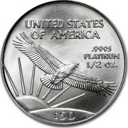 USA $50 American Eagle 2007 W Burnished Unc. KM# 285 UNITED STATES OF AMERICA .9995 PLATINUM 1/2 OZ. $50 W coin reverse USA $50 American Eagle 2007 W Burnished Unc. KM# 285 UNITED STATES OF AMERICA .9995 PLATINUM 1/2 OZ. $50 W coin reverse