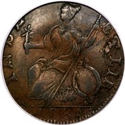 USA Connec Hercules Head 1786 KM# 7 INDE ETLIB coin reverse