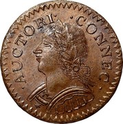 USA Connec Laughing Head 1787 KM# 13 ∙ AUCTORI ∙ ∙ CONNEC ∙ coin obverse USA Connec Laughing Head 1787 KM# 13 ∙ AUCTORI ∙ ∙ CONNEC ∙ coin obverse