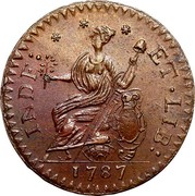 USA Connec Laughing Head 1787 KM# 13 INDE: * * * ET ∙ LIB: coin reverse USA Connec Laughing Head 1787 KM# 13 INDE: * * * ET ∙ LIB: coin reverse
