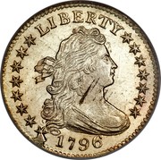USA Dime Draped Bust 1796 KM# 24 LIBERTY coin obverse USA Dime Draped Bust 1796 KM# 24 LIBERTY coin obverse