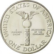 USA Dollar Congress Bicentennial 1989 D KM# 225 UNITED STATES OF AMERICA E PLURIBUS UNUM ONE DOLLAR BICENTENNIAL OF THE CONGRESS coin reverse USA Dollar Congress Bicentennial 1989 D KM# 225 UNITED STATES OF AMERICA E PLURIBUS UNUM ONE DOLLAR BICENTENNIAL OF THE CONGRESS coin reverse
