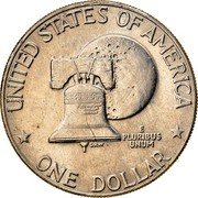 USA Dollar Eisenhower 1976 D Type I (Squared T) KM# 206 * UNITED STATES OF AMERICA * ONE DOLLAR * E PLURIBUS UNUM coin reverse USA Dollar Eisenhower 1976 D Type I (Squared T) KM# 206 * UNITED STATES OF AMERICA * ONE DOLLAR * E PLURIBUS UNUM coin reverse