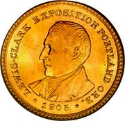 USA Dollar Lewis and Clark Exposition 1905 KM# 121 ∙ LEWIS-CLARK EXPOSITION PORTLAND ORE. ∙ coin obverse USA Dollar Lewis and Clark Exposition 1905 KM# 121 ∙ LEWIS-CLARK EXPOSITION PORTLAND ORE. ∙ coin obverse