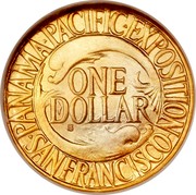 USA Dollar Panama-Pacific Exposition 1915 S KM# 136 ∙ PANAMA-PACIFIC ∙ EXPOSITION ∙ SAN FRANCISCO ∙ ONE DOLLAR coin reverse USA Dollar Panama-Pacific Exposition 1915 S KM# 136 ∙ PANAMA-PACIFIC ∙ EXPOSITION ∙ SAN FRANCISCO ∙ ONE DOLLAR coin reverse