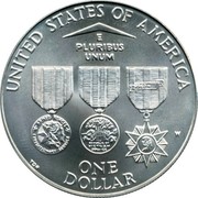 USA Dollar Vietnam Veterans Memorial 1994 W KM# 250 UNITED STATES OF AMERICA ONE DOLLAR E PLURIBUS UNUM coin reverse USA Dollar Vietnam Veterans Memorial 1994 W KM# 250 UNITED STATES OF AMERICA ONE DOLLAR E PLURIBUS UNUM coin reverse