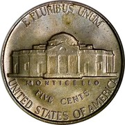 USA Five Cents Monticello 1952 KM# A192 E PLURIBUS UNUM UNITED STATES OF AMERICA FIVE CENTS MONTICELLO coin reverse USA Five Cents Monticello 1952 KM# A192 E PLURIBUS UNUM UNITED STATES OF AMERICA FIVE CENTS MONTICELLO coin reverse