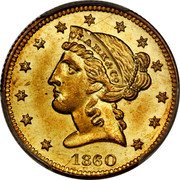 USA Five Dollars Clark, Gruber and Co 1860 KM# 65 CLARK & CO coin obverse