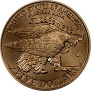 USA Five Dollars XXVI Olympiad Torch Runner 1995 W KM# 261 UNITED STATES OF AMERICA E PLURIBUS UNUM FIVE DOLLARS 1896-1996 coin reverse USA Five Dollars XXVI Olympiad Torch Runner 1995 W KM# 261 UNITED STATES OF AMERICA E PLURIBUS UNUM FIVE DOLLARS 1896-1996 coin reverse