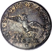 USA Half Disme Liberty Parent 1792 KM# 5 UNI STATES OF AMERICA HALF DISME coin reverse USA Half Disme Liberty Parent 1792 KM# 5 UNI STATES OF AMERICA HALF DISME coin reverse