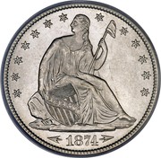 USA Half Dol. Seated Liberty 1874 KM# 107 LIBERTY coin obverse