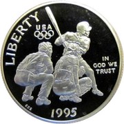USA Half Dollar 1996 Atlanta Olympics - basetball 1995 S Proof KM# 262 LIBERTY IN GOD WE TRUST USA coin obverse USA Half Dollar 1996 Atlanta Olympics - basetball 1995 S Proof KM# 262 LIBERTY IN GOD WE TRUST USA coin obverse