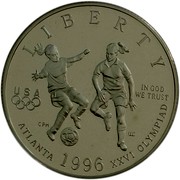 USA Half Dollar 1996 Atlanta Olympics - Soccer 1996 S KM# 271 LIBERTY IN GOD WE TRUST USA ATLANTA XXVI OLYMPIAD coin obverse USA Half Dollar 1996 Atlanta Olympics - Soccer 1996 S KM# 271 LIBERTY IN GOD WE TRUST USA ATLANTA XXVI OLYMPIAD coin obverse
