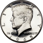 USA Half Dollar Kennedy 1965 SMS KM# 202a LIBERTY IN GOD WE TRUST coin obverse USA Half Dollar Kennedy 1965 SMS KM# 202a LIBERTY IN GOD WE TRUST coin obverse