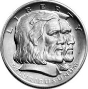 USA Half Dollar Long Island Tercentenary 1936 KM# 182 LIBERTY E ∙ PLURIBUS ∙ UNUM coin obverse USA Half Dollar Long Island Tercentenary 1936 KM# 182 LIBERTY E ∙ PLURIBUS ∙ UNUM coin obverse