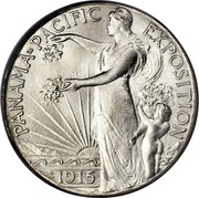 USA Half Dollar Panama-Pacific Exposition 1915 S KM# 135 PANAMA-PACIFIC EXPOSITION coin obverse USA Half Dollar Panama-Pacific Exposition 1915 S KM# 135 PANAMA-PACIFIC EXPOSITION coin obverse