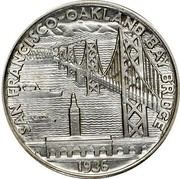 USA Half Dollar San Francisco-Oakland Bay Bridge 1936 KM# 174 SAN FRANCISCO-OAKLAND AND BAY BRIDGE coin reverse USA Half Dollar San Francisco-Oakland Bay Bridge 1936 KM# 174 SAN FRANCISCO-OAKLAND AND BAY BRIDGE coin reverse