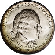 USA Half Dollar Vermont Sesquicentennial 1927 KM# 162 UNITED ∙ STATES ∙ OF ∙ AMERICA FOUNDER OF VERMONT IRA ALLEN coin obverse