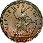 USA Halfpenny Hibernia Harp Right 1723 KM# 26 ∙ HIBERNIA ∙ coin reverse USA Halfpenny Hibernia Harp Right 1723 KM# 26 ∙ HIBERNIA ∙ coin reverse