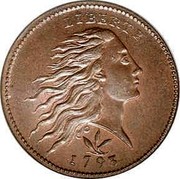 USA One Cent (Flowing Hair) KM# 12 LIBERTY coin obverse USA One Cent (Flowing Hair) KM# 12 LIBERTY coin obverse