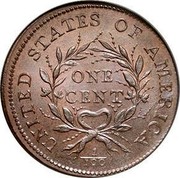 USA One Cent (Flowing Hair) KM# 12 UNITED STATES OF AMERICA ONE CENT 1/100 coin reverse USA One Cent (Flowing Hair) KM# 12 UNITED STATES OF AMERICA ONE CENT 1/100 coin reverse