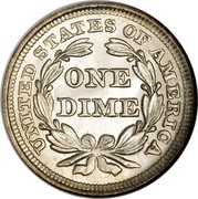 USA One Dime Seated Liberty 1855 KM# 77 UNITED STATES OF AMERICA ONE DIME coin reverse USA One Dime Seated Liberty 1855 KM# 77 UNITED STATES OF AMERICA ONE DIME coin reverse